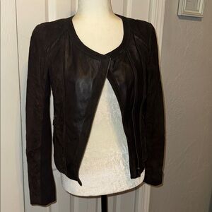 HALOGEN Dark Brown Leather Jacket